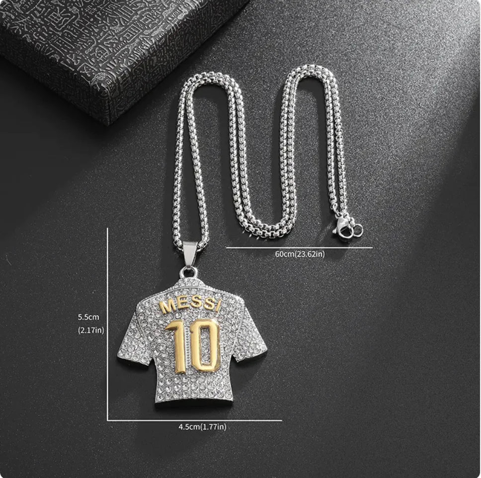 Messi Gold-Plated Diamond Pendant Necklace