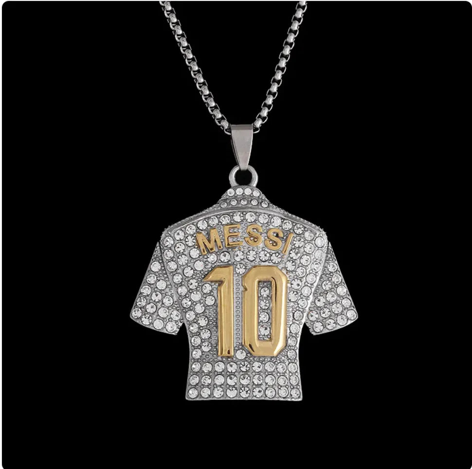 Messi Gold-Plated Diamond Pendant Necklace